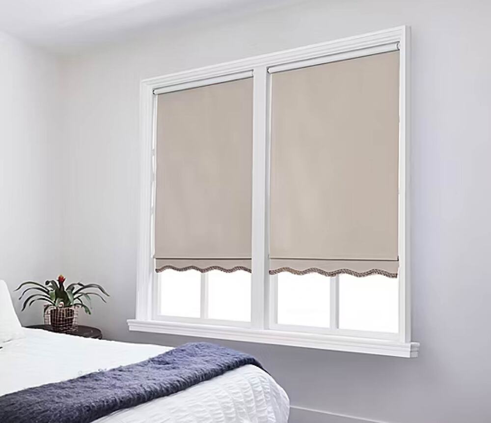32.5x64 Paige Cut To Width Cordless Blackout Fringed Roller Shade Sea Sand